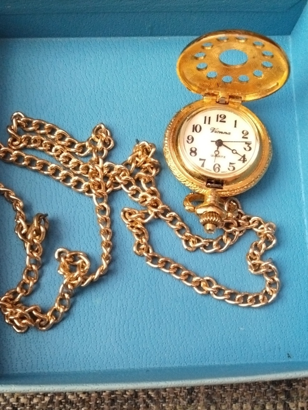 Gold-Tone Pocket Watch Necklace for Women
